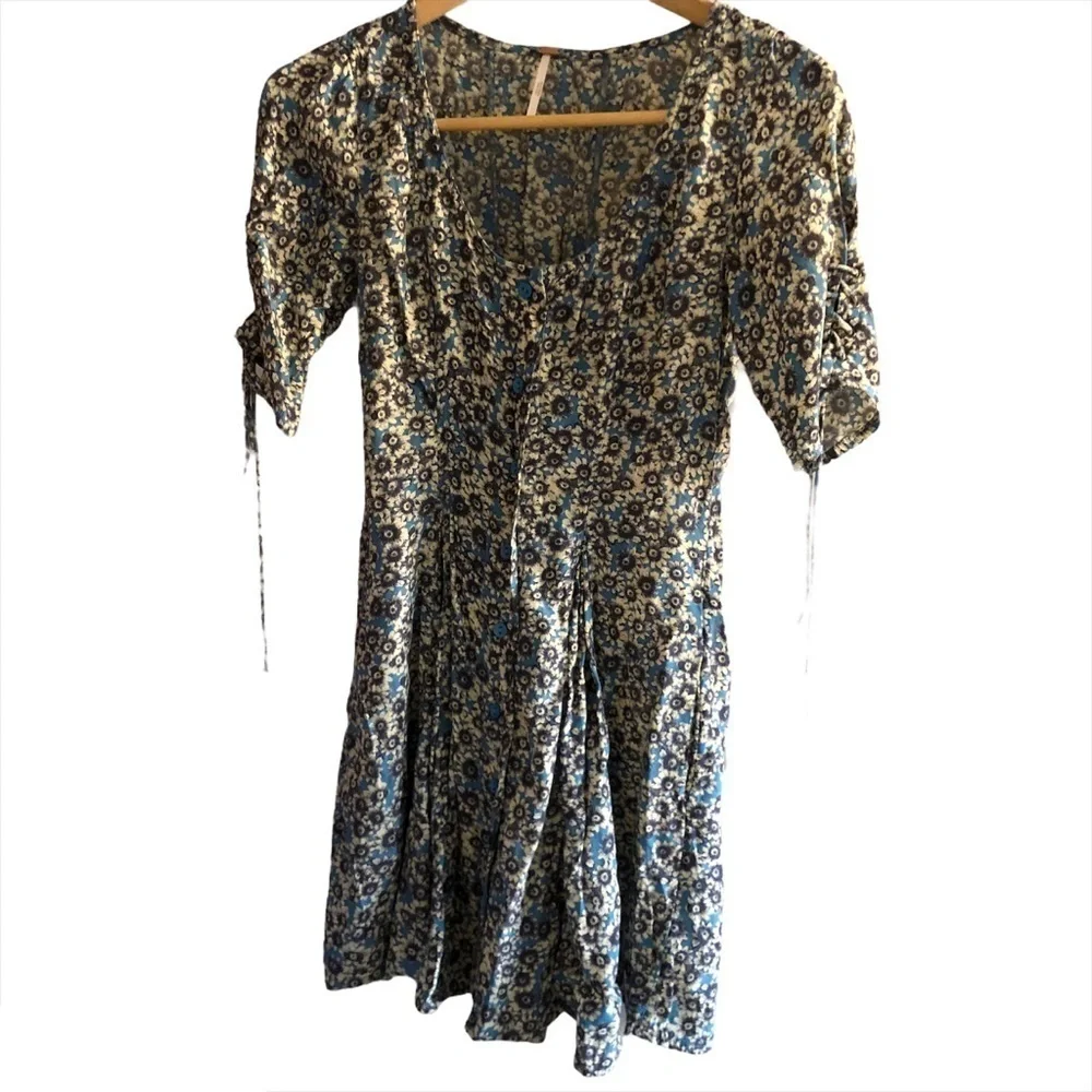 Free People floral lace up dress